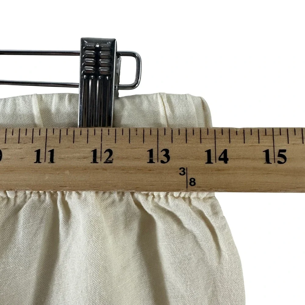 H&M Cream‎ Linen Blend Wide Leg Crop Pants Elastic Waist Womens Small